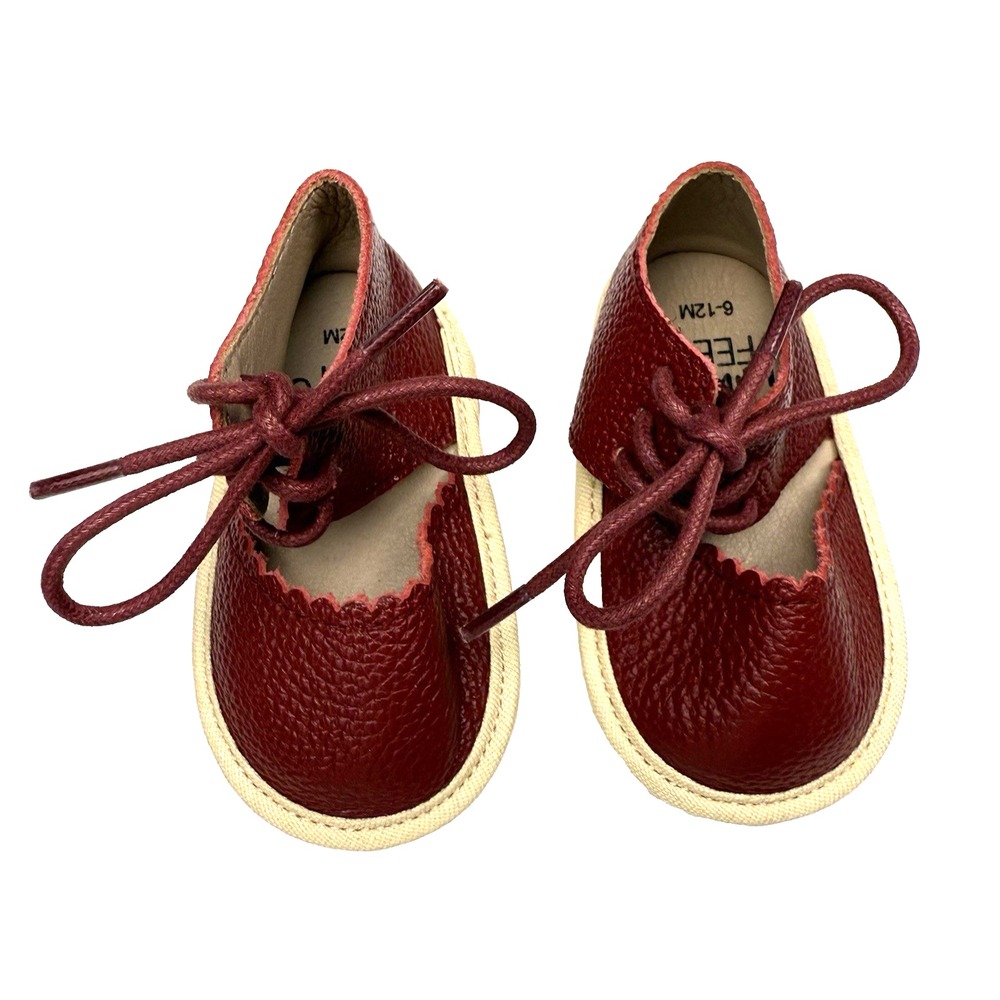 MONKEY FEET Leather Infant Shoes Size 6-12 Months Soft EUC‎